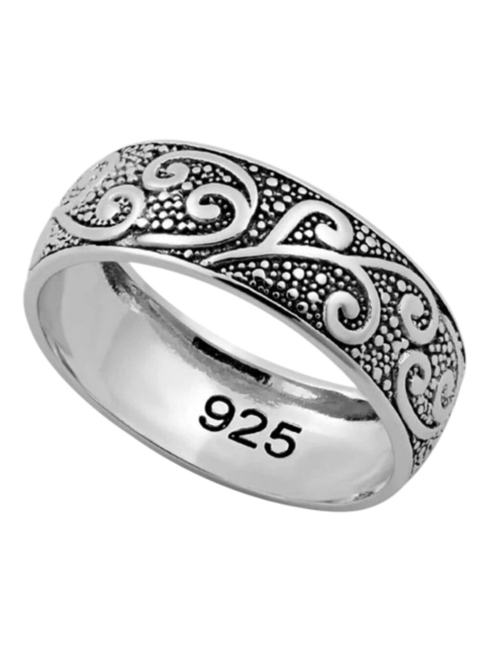 Scrolls Swirls Band Ring 6.5 mm Wide 925 Sterling Silver Women's Thumb Ring